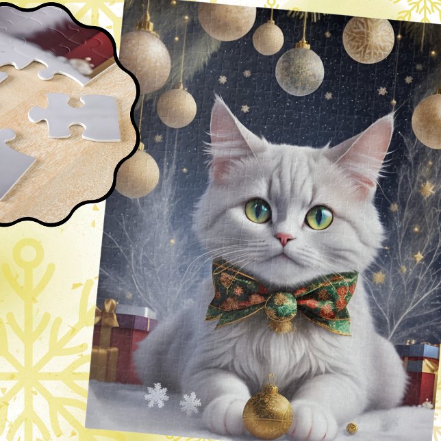 Puzzle Noël doré et Kitty (Créateur téléchargé)