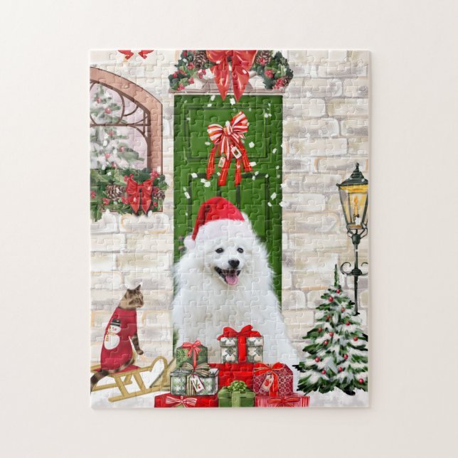 Puzzle Noël du Chien de Spitz (Vertical)