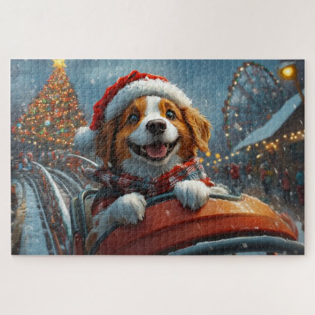 Puzzle Noël du chien espagnol breton (Horizontal)