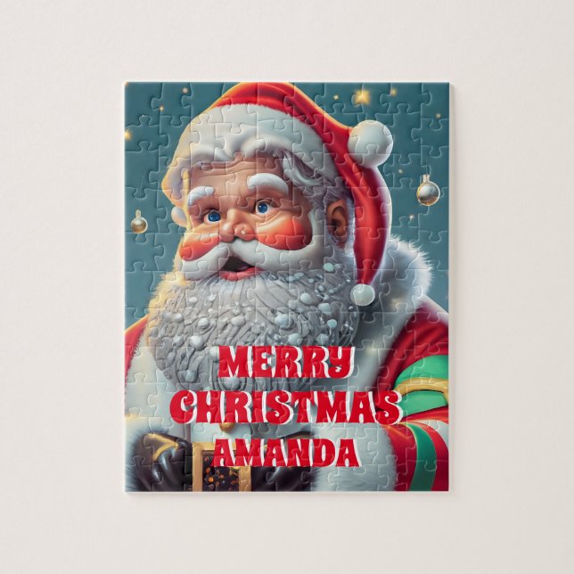 Puzzle Noël du Père Noël Enfants personnalisés (Vertical)