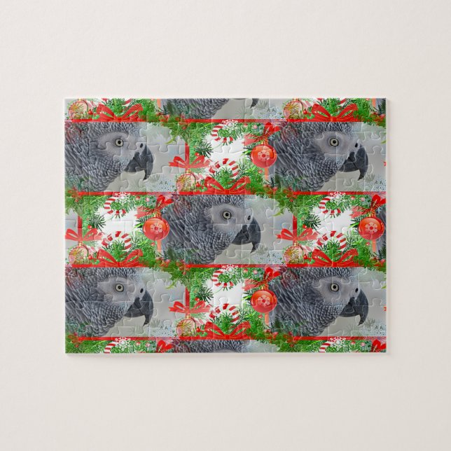 Puzzle Noël du perroquet gris du Congo (Horizontal)