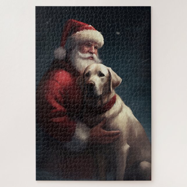 Puzzle Noël festif du Père Noël au Labrador (Vertical)