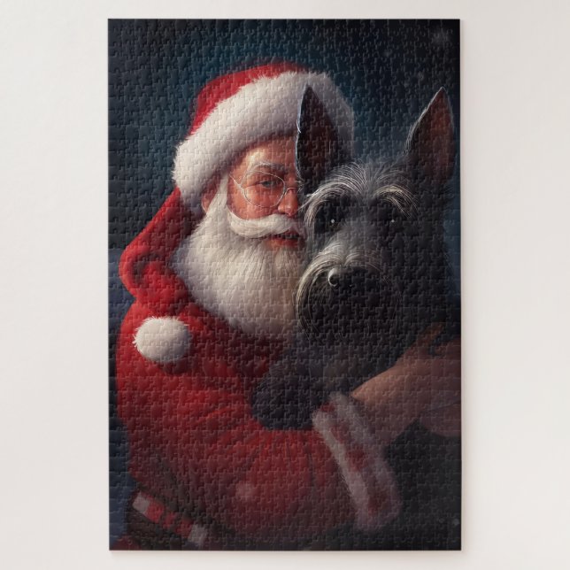 Puzzle Noël festif écossais du Terrier Santa Claus (Vertical)
