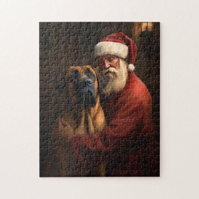 Puzzle Noël festif Rhodesian Ridgeback Santa Claus (Vertical)