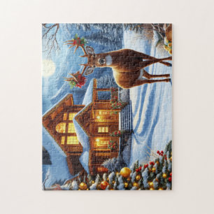 Puzzle Noël/Hiver Deer Lodge