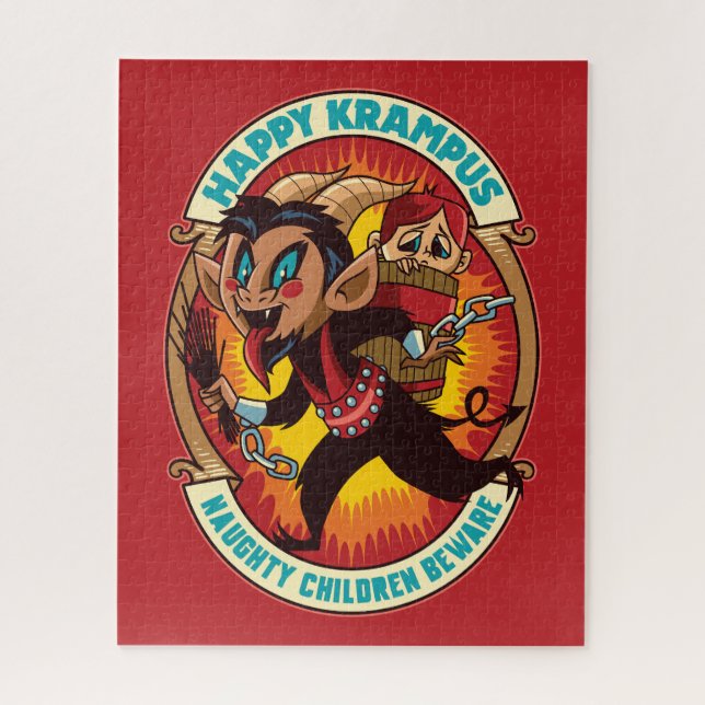 Puzzle Noël Joyeux Krampus Naughty Enfants Attention (Vertical)