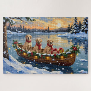 Puzzle Noël Labrador Retriever Bateau Fêtes