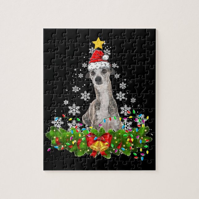 Puzzle Noël lumières de Noël whppet chien drôle animal de (Vertical)