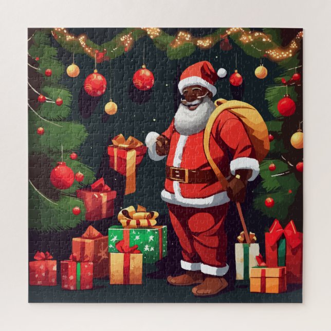 Puzzle Noël noir père Noël (Vertical)