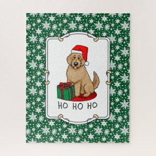 Puzzle Noël Père Noël Goldendoodle (rouge or) Chien migno