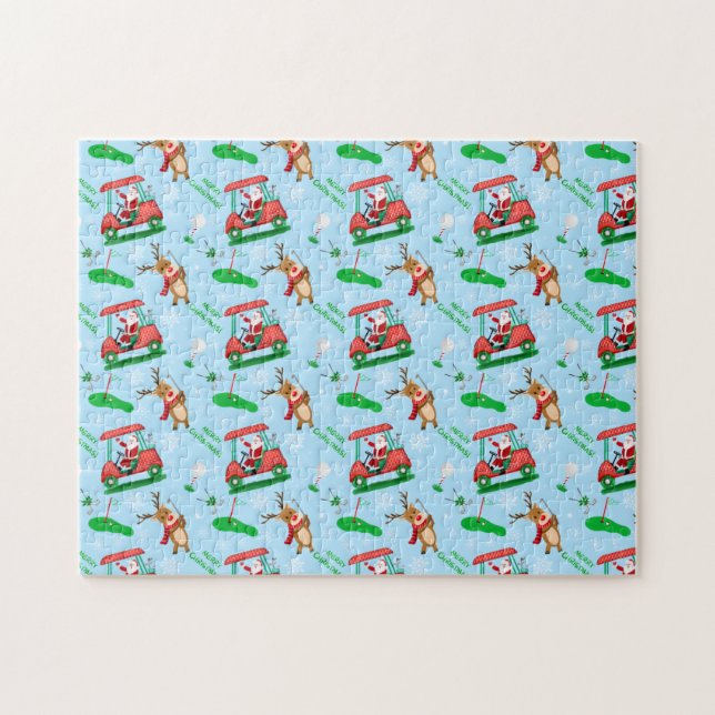 Puzzle Noël Père Noël Golf avec Motif de rennes (Horizontal)