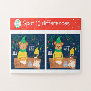 Puzzle Noël Repère 10 Différences Ours Manchot Enfants 