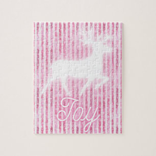 Puzzle Noël rose et blanc Joie Reindeer