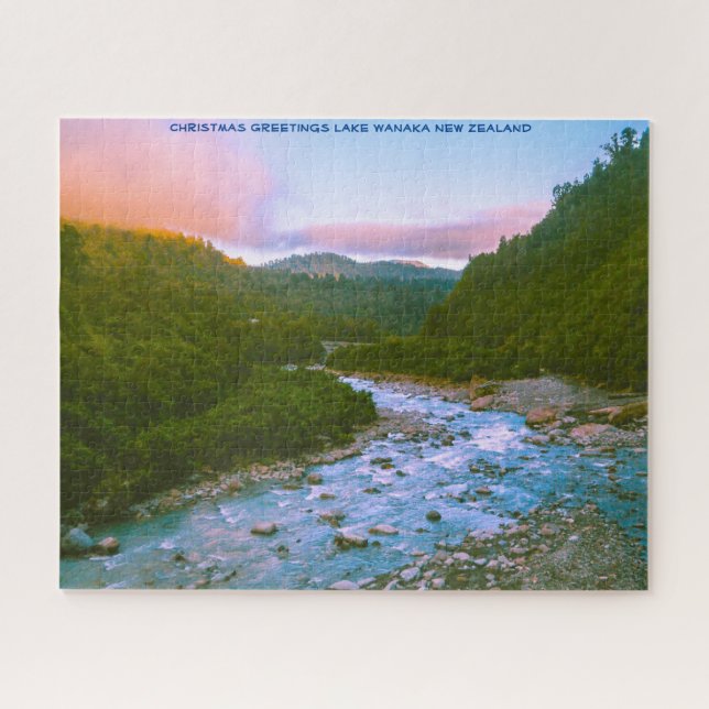 Puzzle Noël Salutations Lac Wanaka Nouvelle-Zélande (Horizontal)
