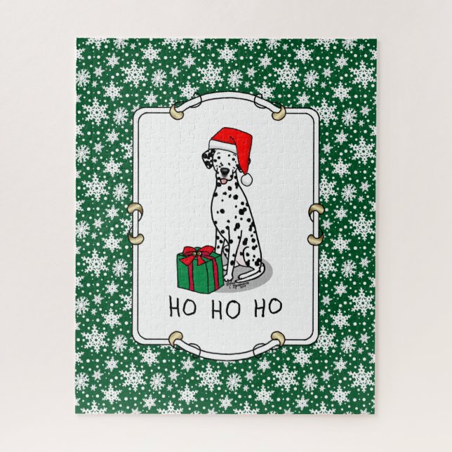 Puzzle Noël Santa Hat Chien dalmate (noir 1) mignonne (Vertical)