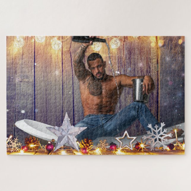 Puzzle Noël SlipperyJoe Cadeaux gay pride LGBTQIA silv (Horizontal)