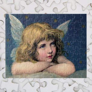 Puzzle Noël vintage, Bel Ange avec des Étoiles d'Or