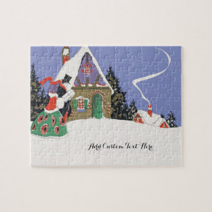 Puzzle Noël vintage, couple victorien allant à une fête