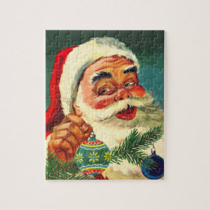 Puzzle Noël Vintage, Joyeux Père Noël rétro des années 50