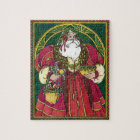 Noël Vintage, Père Noël avec Feuilles Holly