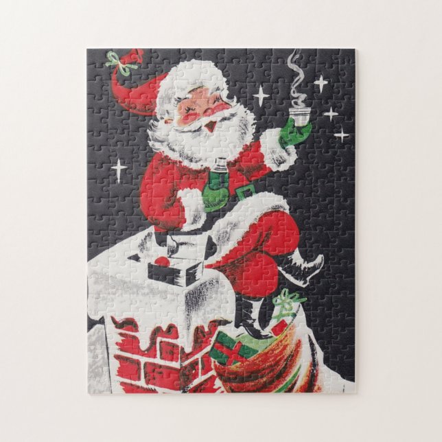Puzzle Noël vintage rétro Père Noël (Vertical)