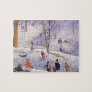 Puzzle Noël vintage, traîneau, Central Park Glackens