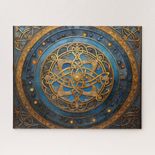 Puzzle Noeud celtique bleu or