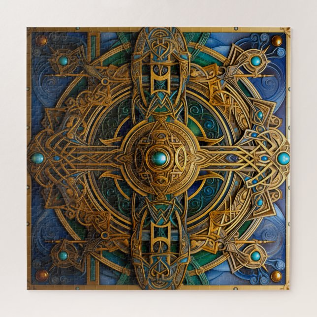 Puzzle Noeud Celtique Blue Green Gold (Horizontal)