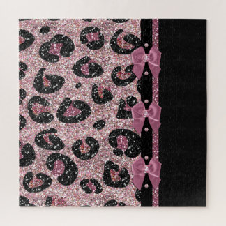 Puzzle Nœuds en ruban imprimé léopard rose rockabilly RAB