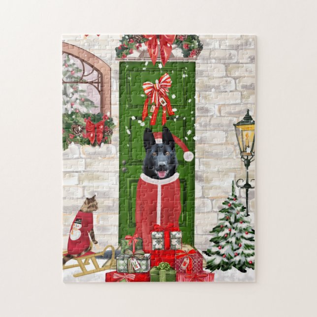 Puzzle Noir Allemand Berger Chien Noël (Vertical)