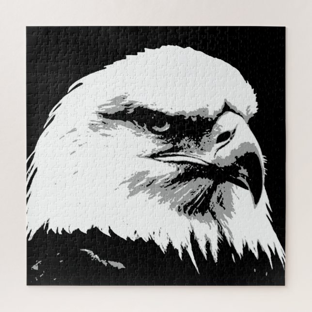 Puzzle Noir Blanc Américain Bald Eagle pop art (Vertical)