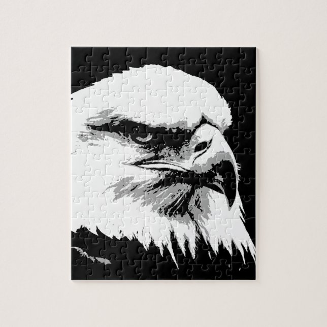 Puzzle Noir Blanc Américain Bald Eagle pop art (Vertical)