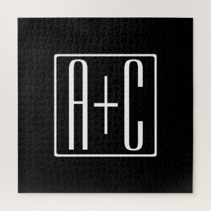 Puzzle Noir & Blanc Initiales de couple