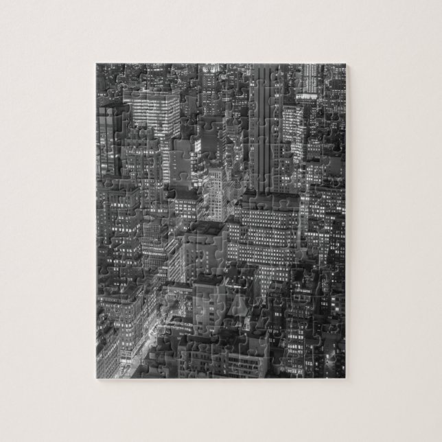 Puzzle Noir blanc rouge New York City Skyline (Vertical)