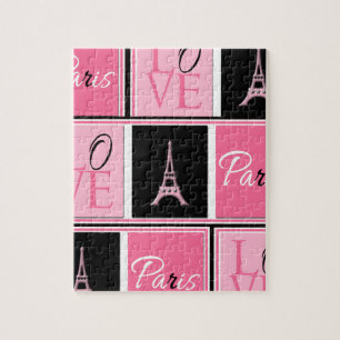 Puzzle Noir de rose d'amour de Tour Eiffel de Paris