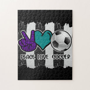 Puzzle Noir et blanc Striped Peace Love Soccer