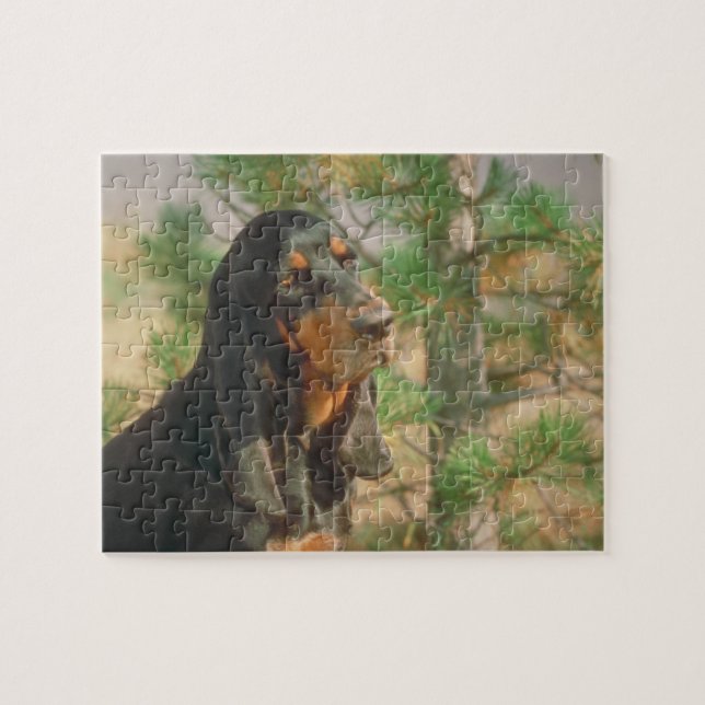 Puzzle noir et bronzage de chien de Coonhound (Horizontal)