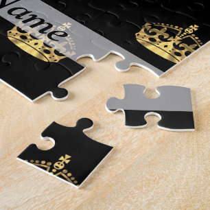 Puzzle Noir et motif de couronne d'or