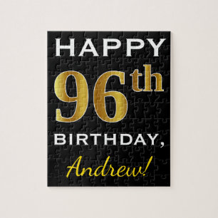 Puzzle Noir, Faux Gold 96e anniversaire + Nom personnalis