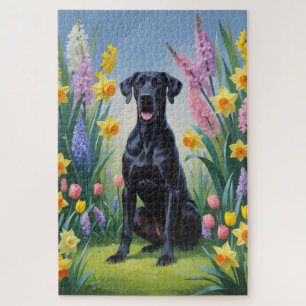 Puzzle Noir Grand Danse Fleurs de printemps de chien Pein