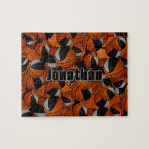 Puzzle noir gris garçons filles équipe de basket couleurs