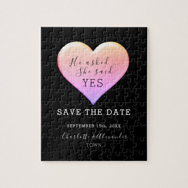 Puzzle Noir Mariage Enregistrer La Date (Vertical)
