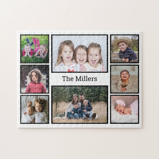 Puzzle Nom de famille personnalisé 8 Collage photo (Horizontal)