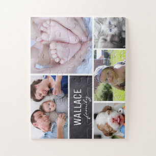 Puzzle Nom de famille personnalisé, photos, gros morceaux