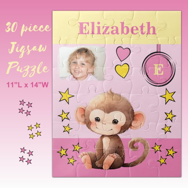 Puzzle Nom de la photo du singe rose jaune enfants (Créateur téléchargé)