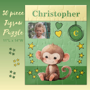 Puzzle Nom de la photo du singe vert jaune enfants