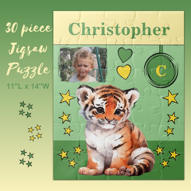 Puzzle Nom de la photo tigre vert jaune enfants (Créateur téléchargé)