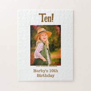 Puzzle nom de photo d'anniversaire 10 ans date simple mar