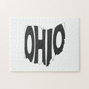 Puzzle Nom d'état de l'Ohio noir Word Art