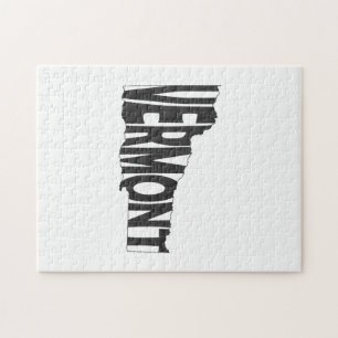Puzzle Nom d'État du Vermont Word Art Black